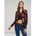 Floral Print Zip Stand Collar Women's Jacket