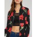 Floral Print Zip Stand Collar Women's Jacket