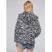 Zebra-Stripe Hooded Slim Fit Women's Jacket