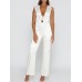 Women's V-neck Sleeveless Jumpsuit with Belt