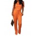 Drawstring Waist Women's Fashion Solid Color Casual Jumpsuit