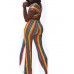 Self-tie European-American Floral Striped Sexy Jumpsuit