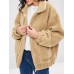 Slip Zipper Pockets Faux Fur Coat