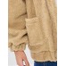 Slip Zipper Pockets Faux Fur Coat