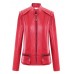 Plain PU Zipper Casual Jackets