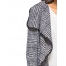 Asymmetric Plaid Long Sleeve Overcoat