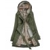 Hooded Rivet Decorated Detachable Lining with Belt Women's Overcoat