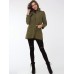 Hooded Rivet Decorated Detachable Lining with Belt Women's Overcoat