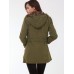 Hooded Rivet Decorated Detachable Lining with Belt Women's Overcoat