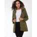 Hooded Rivet Decorated Detachable Lining with Belt Women's Overcoat