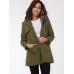 Hooded Rivet Decorated Detachable Lining with Belt Women's Overcoat