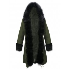 Faux Fur Patchwork Hooded Thick Overcoat