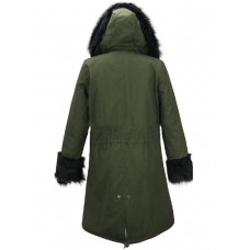 Faux Fur Patchwork Hooded Thick Overcoat