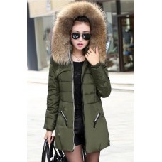 Hooded Zipper Solid Color Pocket Overcoat