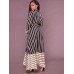 Floor Length Stripe Color Block Trench Coat