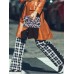 Plaid Patchwork Stripe Color Block Pants