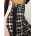 Plaid Patchwork Stripe Color Block Pants