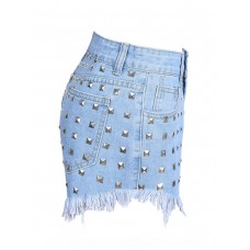 Rivet Hole Pocket Fringe Shorts