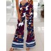 Pocket Straight Patchwork Floral Pants