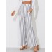 Stripe Pocket Straight Loose Pants