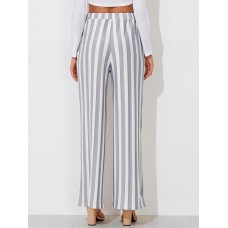 Stripe Pocket Straight Loose Pants