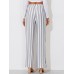 Stripe Pocket Straight Loose Pants