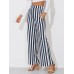 Stripe Pocket Straight Loose Pants