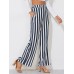 Stripe Pocket Straight Loose Pants