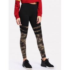 Camouflage Patchwork Thin Print Leggings