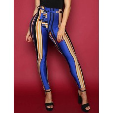 Lace-Up Stripe High Waist Women's Leggings