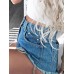 Fringe Button Pocket Women's Denim Shorts