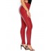 Plain PU Zipper Women's Casual Pants