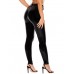 Plain PU Zipper Women's Casual Pants