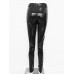 Plain PU Zipper Women's Casual Pants