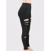 High Wasit Hole Plain Women's Leggings