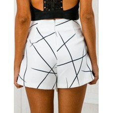 Asymmetric Lines Print Women's Shorts