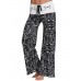 Blouson Print Wide Legs Women's Pants