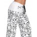 Blouson Print Wide Legs Women's Pants