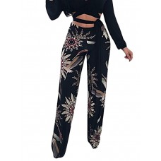 Floor Length Random Print Women's Casual Pants