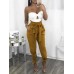 Plain Pocket Bandage Women's Casual Pants