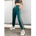 Contrast Grid Drawstring Women's Casual Pants