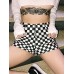 Grid Zipper Color Block Women's Shorts