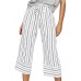 Stripe Bandage Women's Casual Ninth Pants