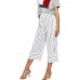 Stripe Bandage Women's Casual Ninth Pants