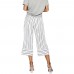 Stripe Bandage Women's Casual Ninth Pants