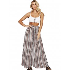 Wide Legs Stripe Bandage Women's Casual Pants