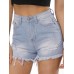 Middle Waist Worn Denim Women's Shorts