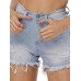 Middle Waist Worn Denim Women's Shorts