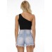 Middle Waist Worn Denim Women's Shorts