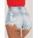 Middle Waist Worn Denim Women's Shorts